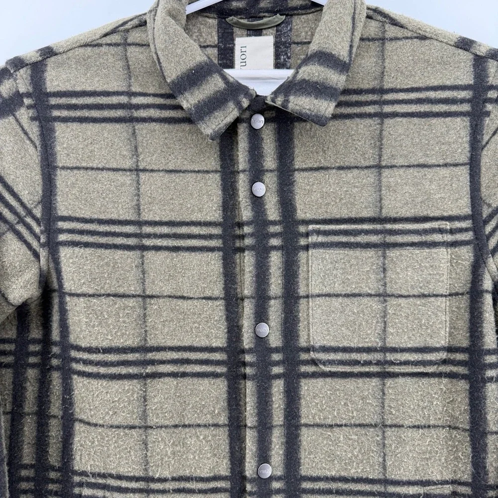 Vuori Men's Plaid Button Up Shacket Coat‎ Jacket Long Sleeve Green Black Size L